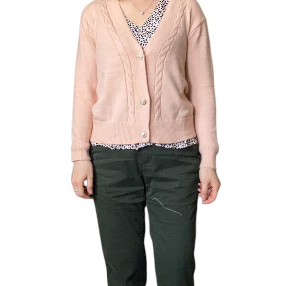 Braided Pink Cardigan - Picture 2 of 12